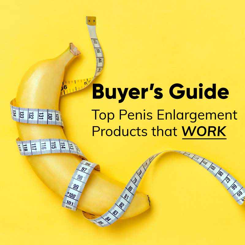 Top Penis Enlargement Products Buyers Guide Cover yellow with banana and measuring tape