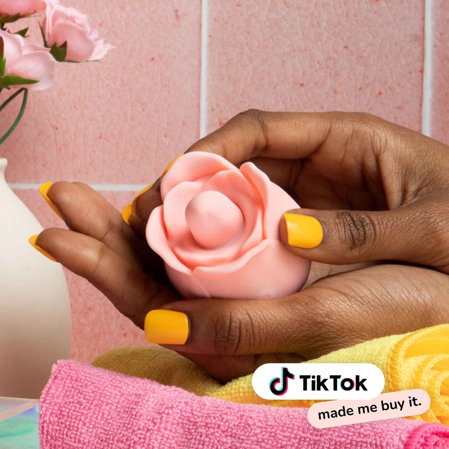 Flora licking rose toy pink rose vibrator for women with tiktok badge