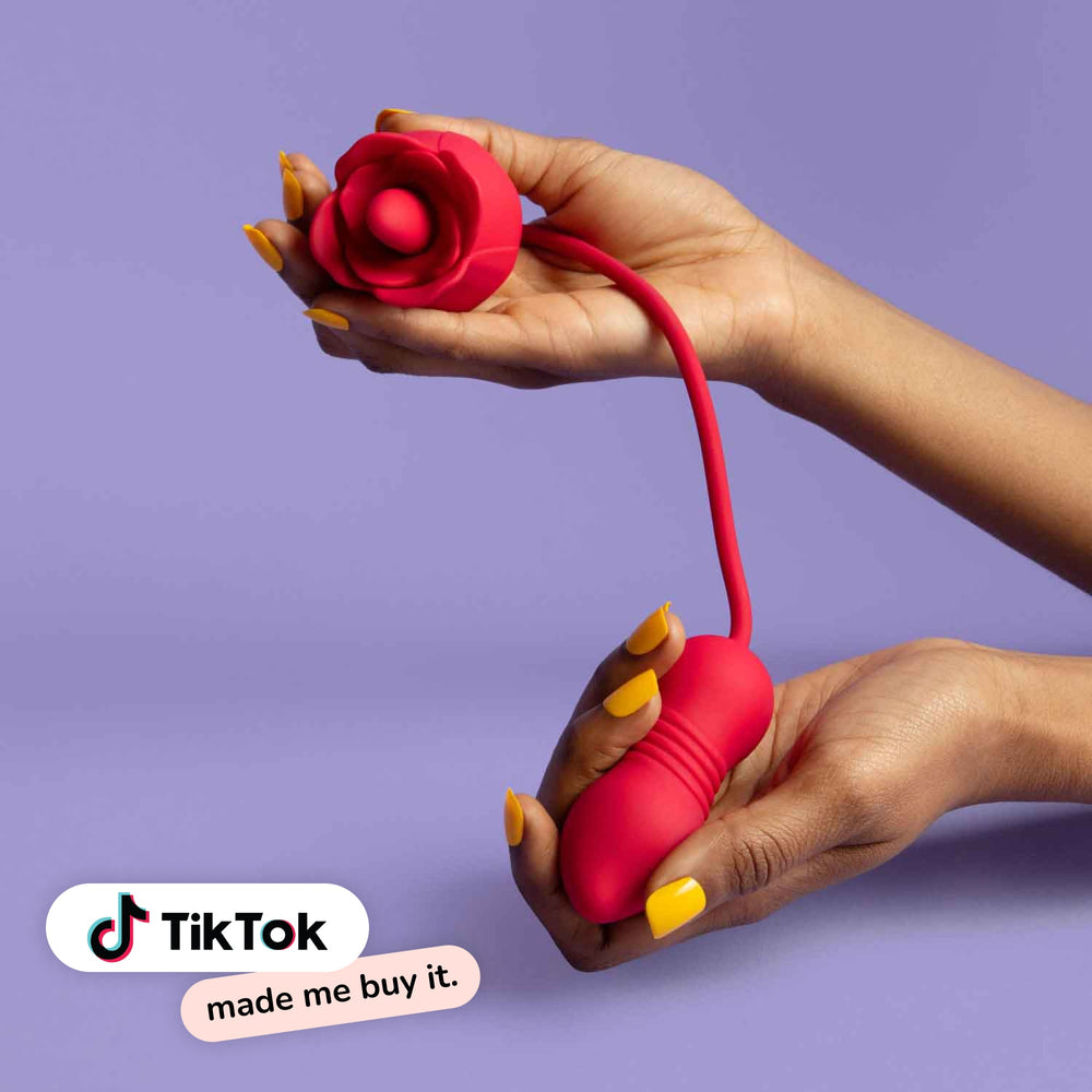 Flora Pro licking rose toy with vibrator bullet tail red rose vibrator for women with tiktok badge